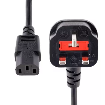 StarTech.com 10ft (3m) UK computernetkabel, 18AWG, BS 1363 naar C13, 10A 250V, Zwarte vervangende AC-netkabel, koudapparaatkabel / UK-netkabel, pc-voedingskabel, tv-/monitornetkabel