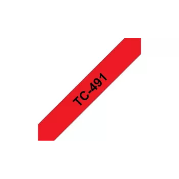 Labeltape 9 mm Brother TC491 Zwart op Rood