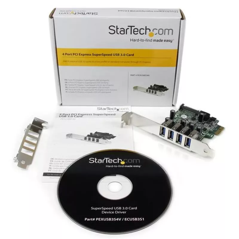 StarTech.com 4-poorts PCI Express PCIe SuperSpeed USB 3.0 controller-kaartadapter met UASP – SATA-voeding