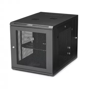 StarTech.com 4-posts 12U wandmontage netwerkkast met 1U vak, 19 inch opklapbare wandgemonteerde serverrack voor data / AV / elektronica / computerapparatuur, flexibele geventileerde rackbehuizing