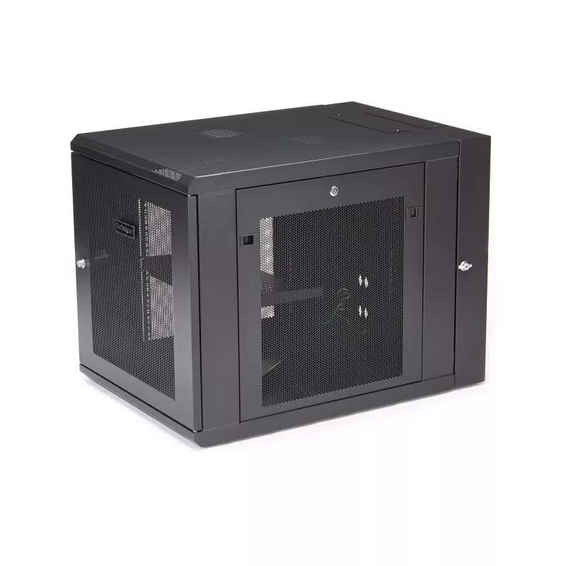 StarTech.com 4-posts 12U wandmontage netwerkkast met 1U vak, 19 inch opklapbare wandgemonteerde serverrack voor data / AV / elektronica / computerapparatuur, flexibele geventileerde rackbehuizing