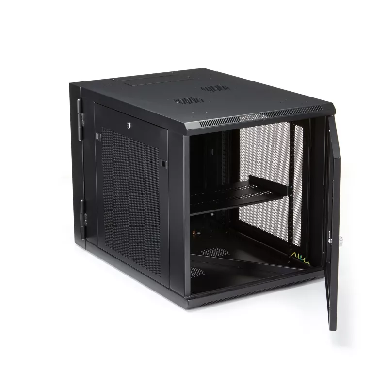 StarTech.com 4-posts 12U wandmontage netwerkkast met 1U vak, 19 inch opklapbare wandgemonteerde serverrack voor data / AV / elektronica / computerapparatuur, flexibele geventileerde rackbehuizing