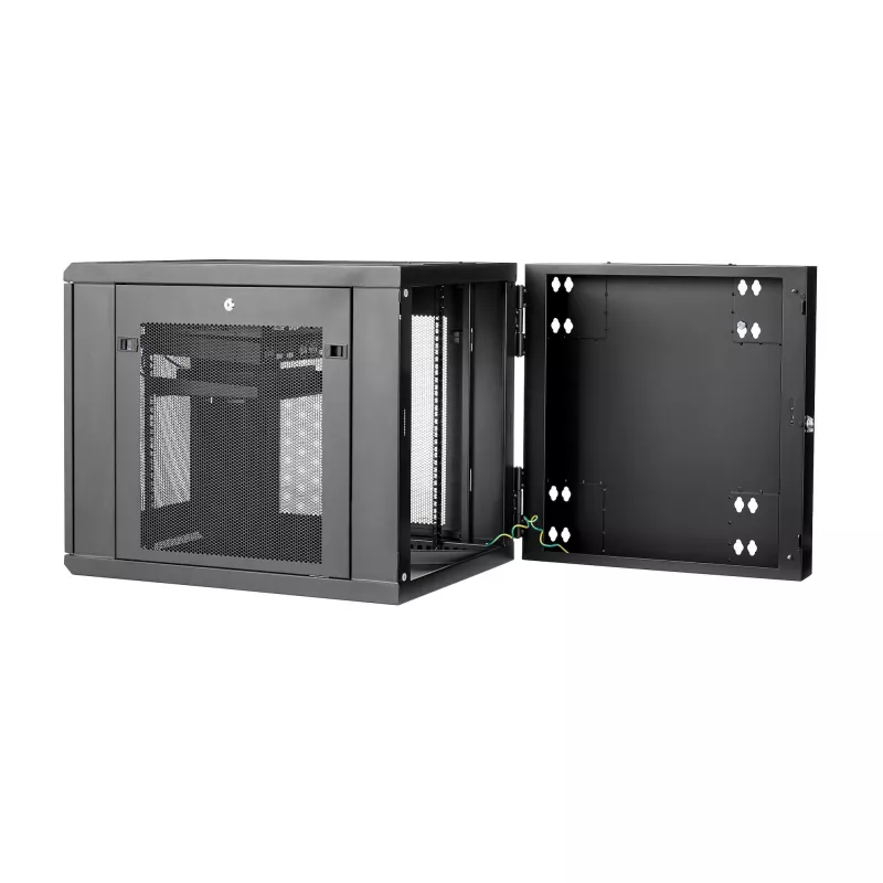 StarTech.com 4-posts 12U wandmontage netwerkkast met 1U vak, 19 inch opklapbare wandgemonteerde serverrack voor data / AV / elektronica / computerapparatuur, flexibele geventileerde rackbehuizing