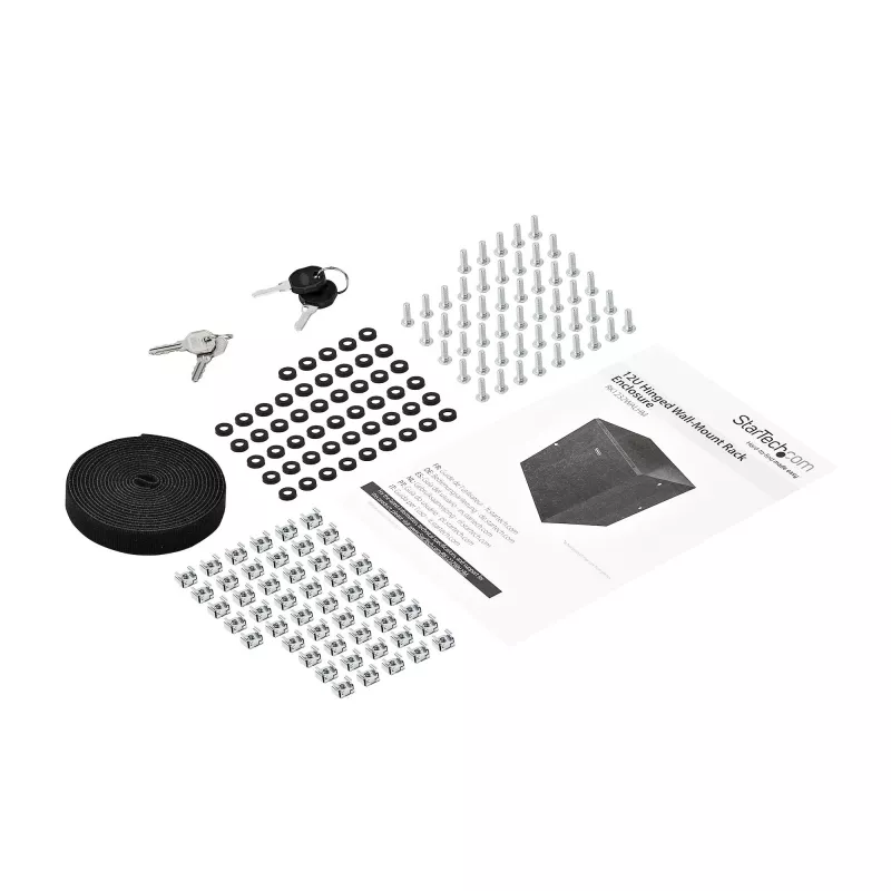 StarTech.com 4-posts 12U wandmontage netwerkkast met 1U vak, 19 inch opklapbare wandgemonteerde serverrack voor data / AV / elektronica / computerapparatuur, flexibele geventileerde rackbehuizing