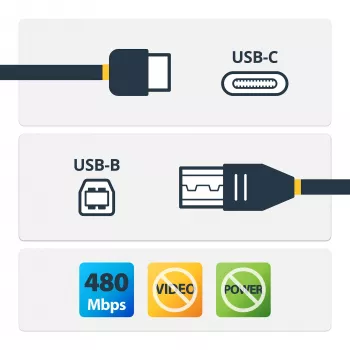 StarTech.com USB-C-naar-USB-B-kabel - M/M - 1 m (3 ft) - USB 2.0