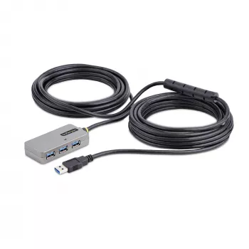 StarTech.com USB-extender-hub, 10m USB 3.0-verlengkabel met 4-poorts USB-A-hub, actieve/busgevoede USB-repeater-kabel, optionele 20W-voeding inbegrepen, ESD-bescherming