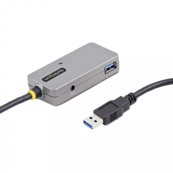 StarTech.com USB-extender-hub, 10m USB 3.0-verlengkabel met 4-poorts USB-A-hub, actieve/busgevoede USB-repeater-kabel, optionele 20W-voeding inbegrepen, ESD-bescherming