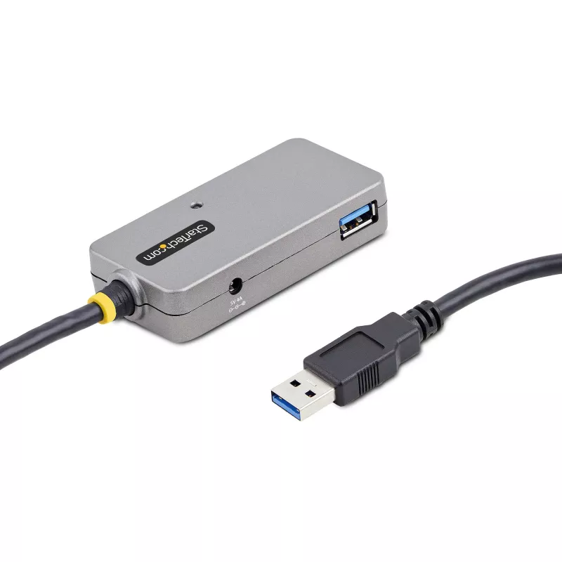 StarTech.com USB-extender-hub, 10m USB 3.0-verlengkabel met 4-poorts USB-A-hub, actieve/busgevoede USB-repeater-kabel, optionele 20W-voeding inbegrepen, ESD-bescherming