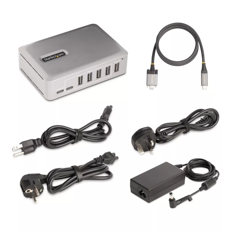StarTech.com 7-poorts USB-C hub - 5x USB-A + 2x USB-C - Self-Powered met 65W voeding - USB 3.1 10Gbps - desktop/laptop USB-hub met 3ft USB-IF gecertificeerde vergrendelbare kabel - USB C hub