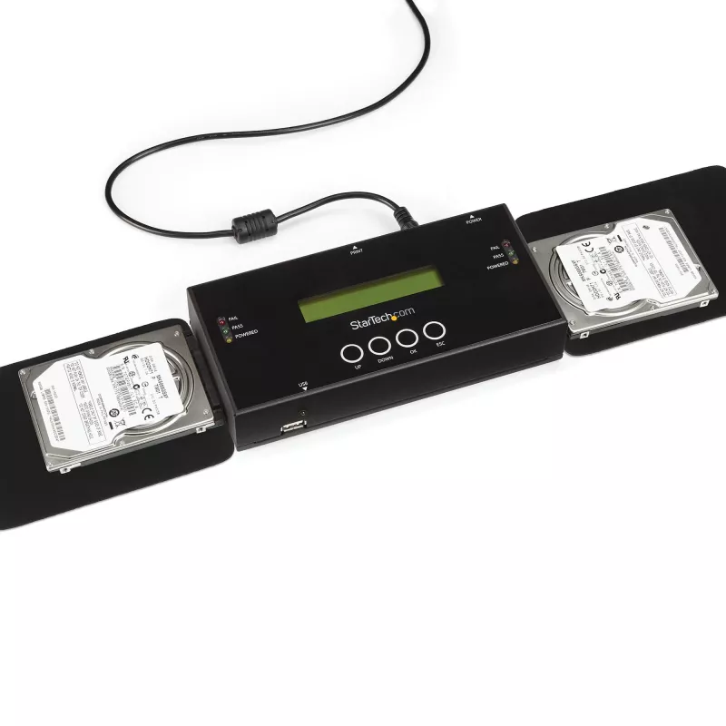 StarTech.com SATSASDUPE11 1:1 standalone harde schijf duplicator en wisser voor 2,5/3,5″ SATA- en SAS-schijven