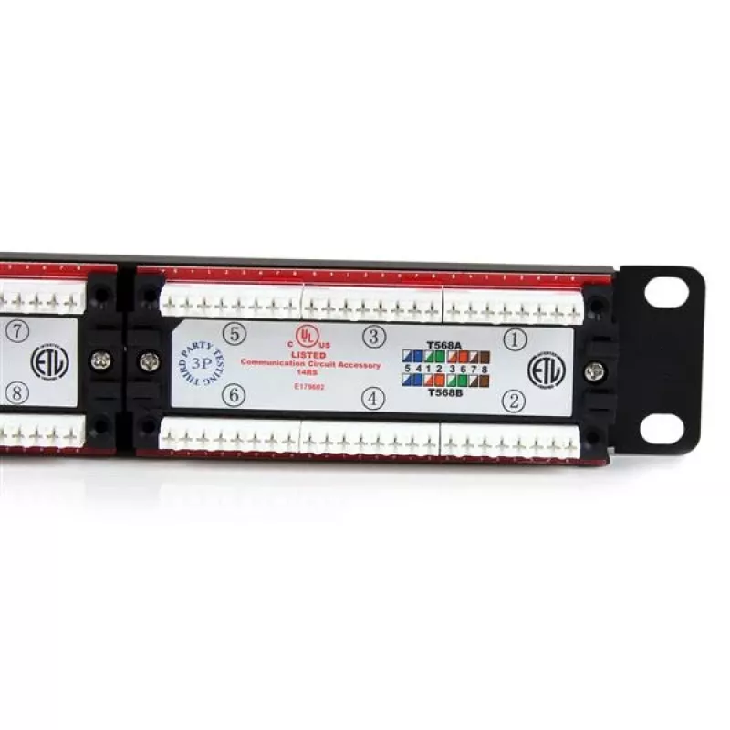 StarTech.com 24-poorts 1U rackmount Cat 6 110 patchpanel, RJ-45, rackmontage, 1U, zwart, RoHS, CE, ETL, UL