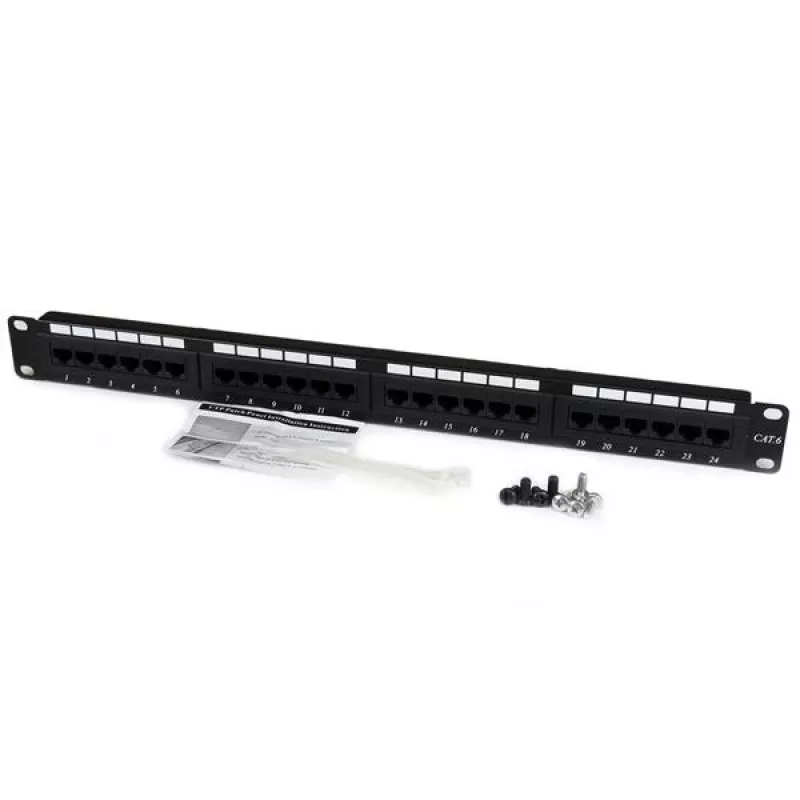 StarTech.com 24-poorts 1U rackmount Cat 6 110 patchpanel, RJ-45, rackmontage, 1U, zwart, RoHS, CE, ETL, UL