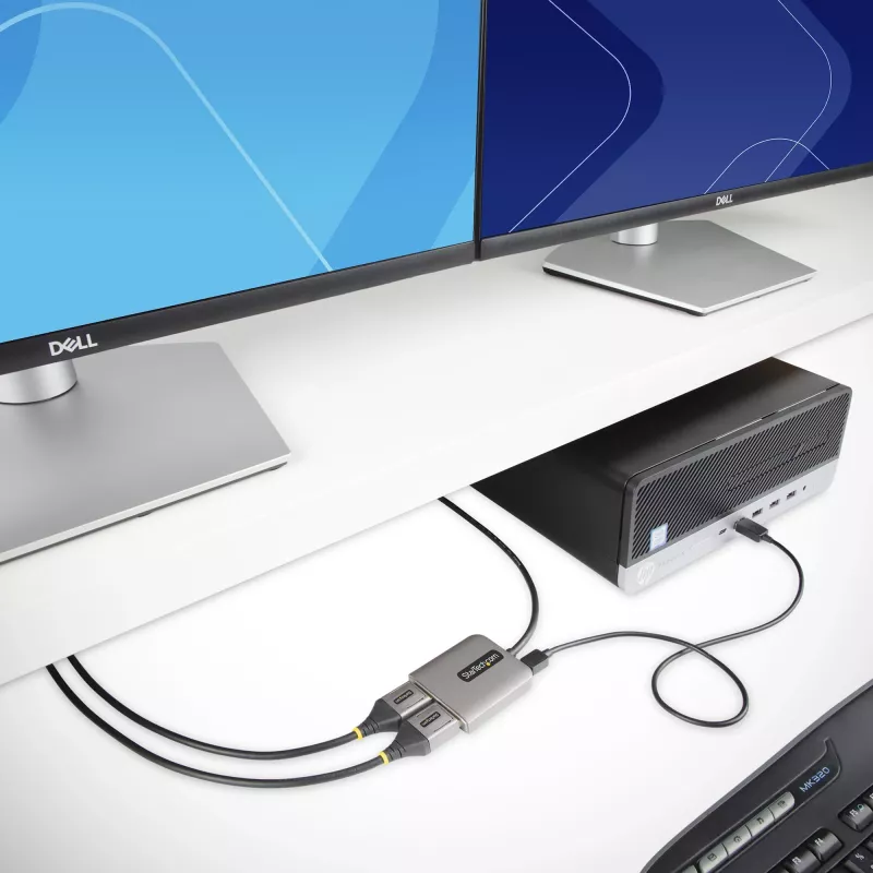 StarTech.com 2-poorts DisplayPort MST-hub, dual 4K 60Hz, DP naar 2x DisplayPort monitoradapter, DP 1.4 multi-monitor videoadapter, 30 cm geïntegreerde kabel, USB-gevoed, alleen Windows