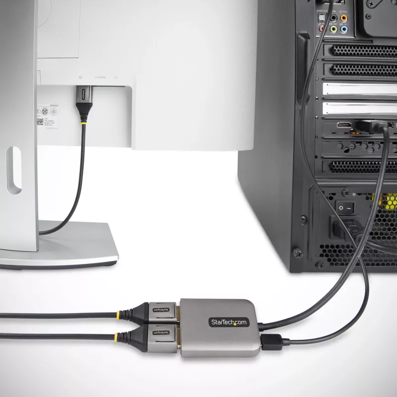 StarTech.com 2-poorts DisplayPort MST-hub, dual 4K 60Hz, DP naar 2x DisplayPort monitoradapter, DP 1.4 multi-monitor videoadapter, 30 cm geïntegreerde kabel, USB-gevoed, alleen Windows
