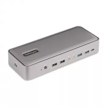 StarTech.com dual-laptop USB-C KVM-dockingstation, dual-monitor 4K 60Hz DisplayPort-dock, 5-poorts USB-hub, GbE, 90W/45W Power Delivery naar twee laptops, Windows/Mac, 2-host KVM-dock - TAA
