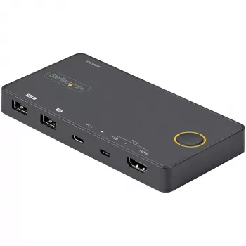 StarTech.com 2-poorts hybride USB-A + HDMI & USB-C KVM-switch - enkele 4K 60Hz HDMI 2.0 monitor - compacte desktop- en/of laptop-HDMI-KVM-switch - USB-busgevoed - Thunderbolt 3 compatibel