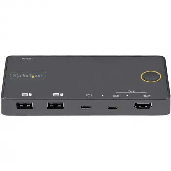StarTech.com 2-poorts hybride USB-A + HDMI & USB-C KVM-switch - enkele 4K 60Hz HDMI 2.0 monitor - compacte desktop- en/of laptop-HDMI-KVM-switch - USB-busgevoed - Thunderbolt 3 compatibel