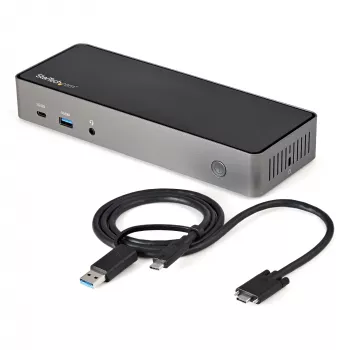 StarTech.com USB-C & USB-A dock - hybride universele triple-monitor laptop-dockingstation DisplayPort & HDMI 4K 60Hz - 85W Power Delivery, 6x USB-hub, GbE, audio - USB 3.1 Gen 2 10Gbps - TAA