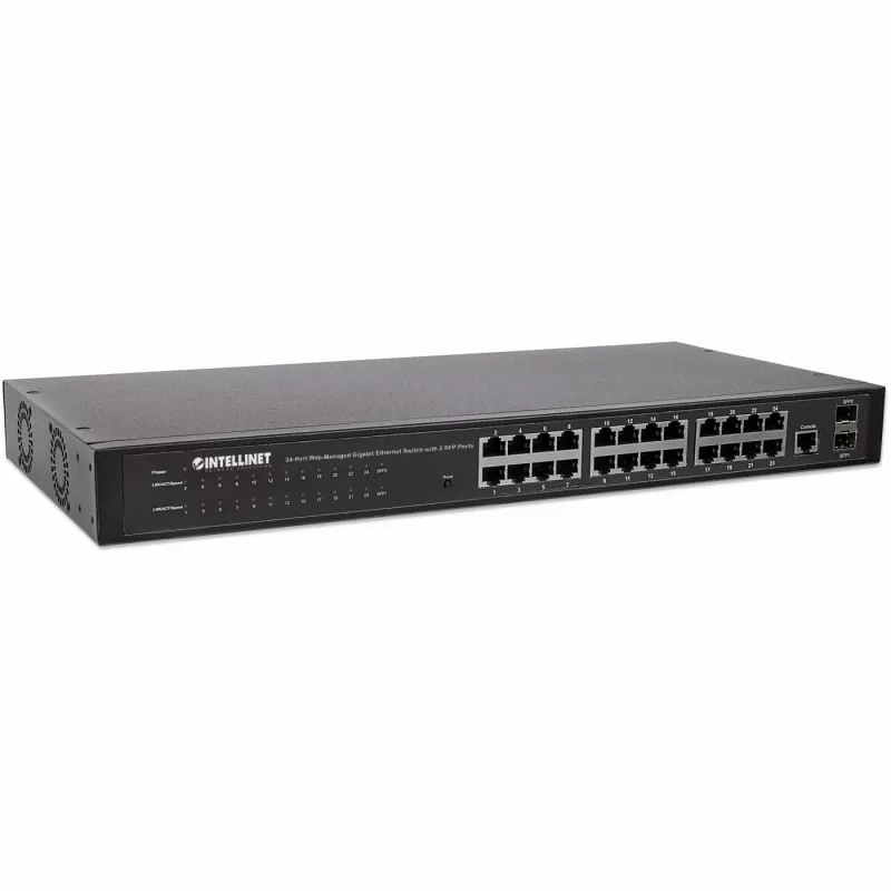 Intellinet 560917 Gigabit Web-Smart-switch met 24 poorten, 2x SFP, rackmontage