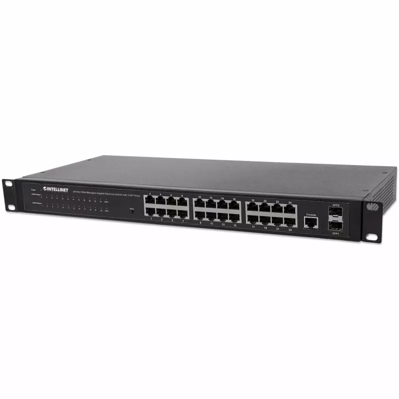 Intellinet 560917 Gigabit Web-Smart-switch met 24 poorten, 2x SFP, rackmontage