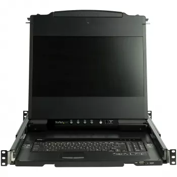 StarTech.com Dual-Rail-Rackmount-KVM-console HD 1080p – enkelvoudige aansluiting DVI/VGA KVM met 17-inch-LCD-monitor voor serverrack – volledig uitgeruste 1HE-LCD-KV-lade met kabels – USB-ondersteuning – 44230 MTBF