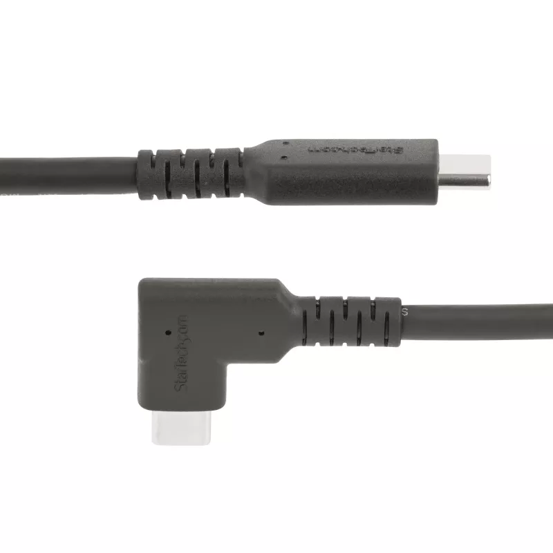 StarTech.com 0,9 m robuuste haakse USB-C-kabel, USB 3.2 Gen 2 (10 Gbps), volledig data-geschikte USB-C-naar-C-datakabel, 4K 60Hz DP Alt-modus, 100W Power Delivery – 90-graden USB Type-C-kabel
