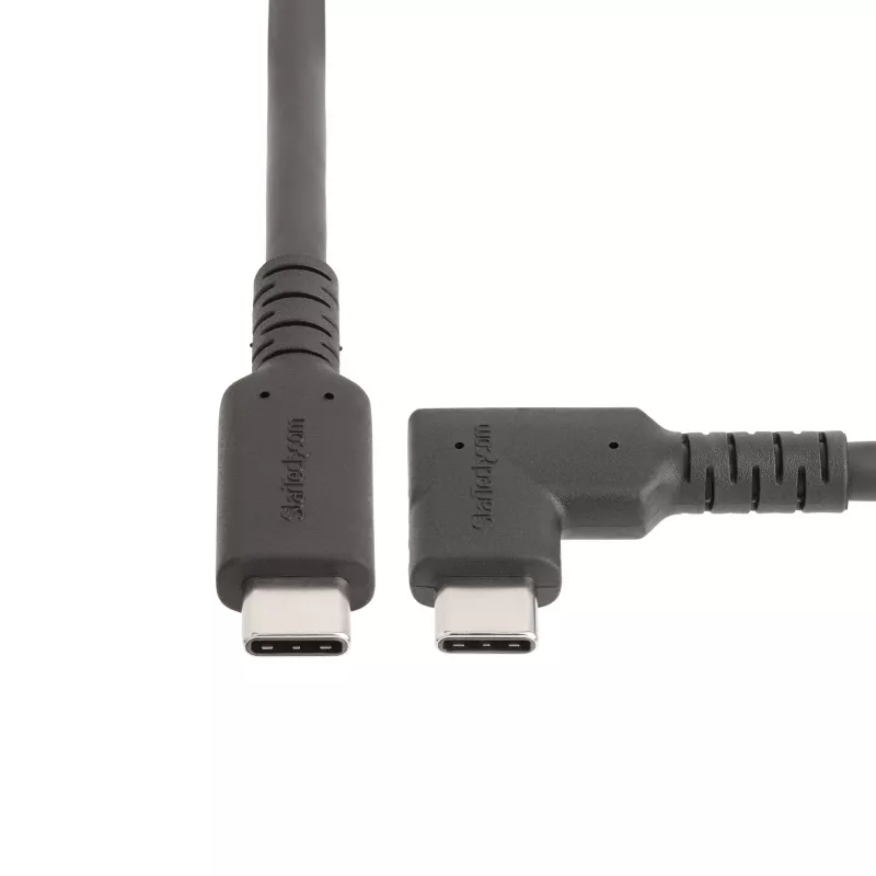 StarTech.com 0,9 m robuuste haakse USB-C-kabel, USB 3.2 Gen 2 (10 Gbps), volledig data-geschikte USB-C-naar-C-datakabel, 4K 60Hz DP Alt-modus, 100W Power Delivery – 90-graden USB Type-C-kabel
