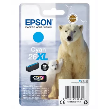 Epson ijsbeer singlepack cyaan 26XL Claria Premium-inkt