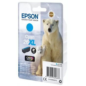Epson ijsbeer singlepack cyaan 26XL Claria Premium-inkt