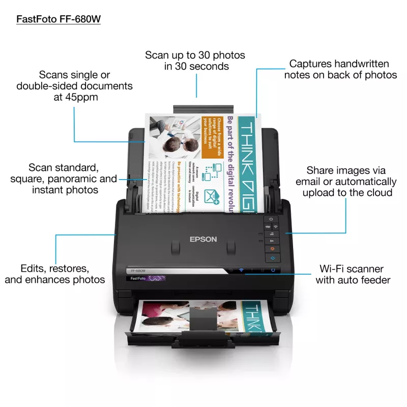 Epson FastFoto FF-680W documentinvoerscanner 600 x 600 DPI A4 zwart
