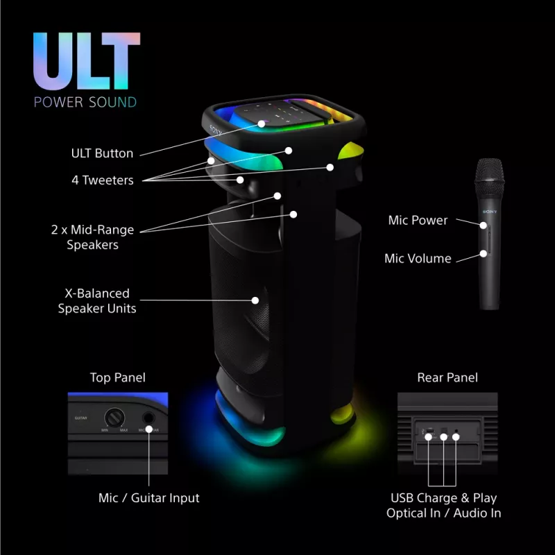 Luidspreker Sony SRS-ULT1000 ULT TOWER 10 — 139 W, Bluetooth, draagbaar, zwart