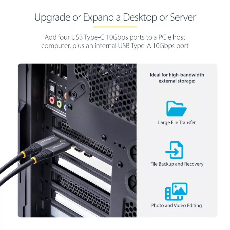 StarTech.com 5-poorts USB PCIe-kaart, USB 3.2 10 Gbit/s, PCI Express-kaart met 4x USB-C-aansluitingen, 1x interne USB-A-aansluiting, USB PCIe-controllerkaart, Windows/macOS/Linux