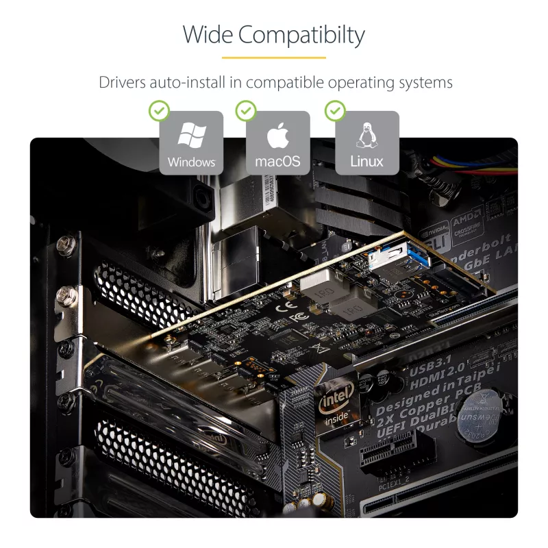 StarTech.com 5-poorts USB PCIe-kaart, USB 3.2 10 Gbit/s, PCI Express-kaart met 4x USB-C-aansluitingen, 1x interne USB-A-aansluiting, USB PCIe-controllerkaart, Windows/macOS/Linux