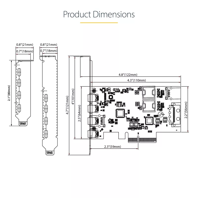 StarTech.com 5-poorts USB PCIe-kaart, USB 3.2 10 Gbit/s, PCI Express-kaart met 4x USB-C-aansluitingen, 1x interne USB-A-aansluiting, USB PCIe-controllerkaart, Windows/macOS/Linux