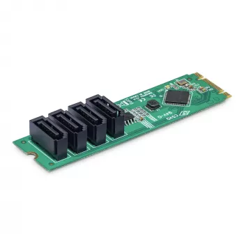 StarTech.com 4-poorts M.2-naar-SATA-adapterkaart, M.2 PCIe 3.0-naar-SATA-harde schijf-/SSD-uitbreidingskaart, ASM1064-chipset, M.2 NVMe naar 4x HDD/SSD voor Windows/macOS/Linux