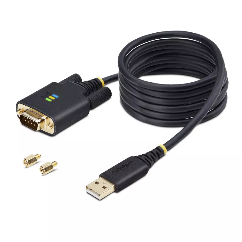 StarTech.com 2m USB-naar-seriële adapterkabel, COM-behoud, verwisselbare schroeven/moeren, USB-A naar DB9 RS232, FTDI IC, ESD-bescherming, Windows/macOS/Linux