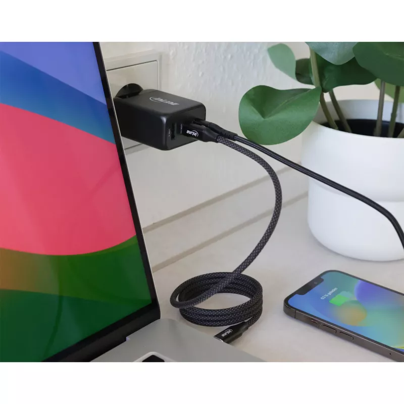 InLine USB PD-voeding, GaN-oplader, 3-poorts, Dual USB-C + USB-A, 65W