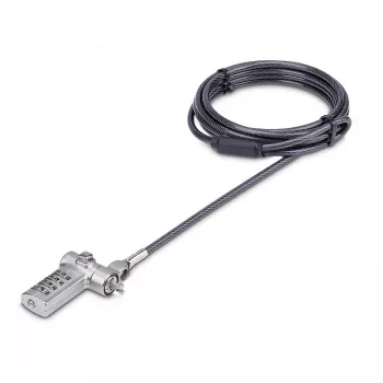 StarTech.com universeel laptop-kabelslot 2 m, geserialiseerde beveiligingskabel voor notebooks, compatibel met Noble Wedge®/Nano/K-slot; sleutelloze combinatiekabel, TAA