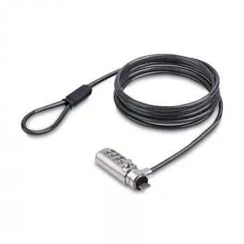 StarTech.com slank slot compatibel met Nano-slot, 6,6ft (2m) beveiligingskabel, bureau-diefstalbeveiliging voor laptop/notebook, snijvast stalen kabel, 4-cijferig slot