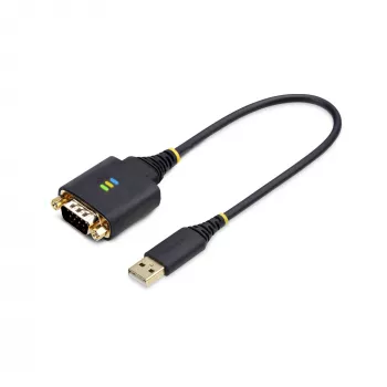 StarTech.com 1ft (30cm) USB-naar-serieel adapterkabel, COM-retention, verwisselbare moeren/schroeven, USB-A naar DB9 RS232, FTDI IC, ESD-bescherming, Windows/macOS/Linux