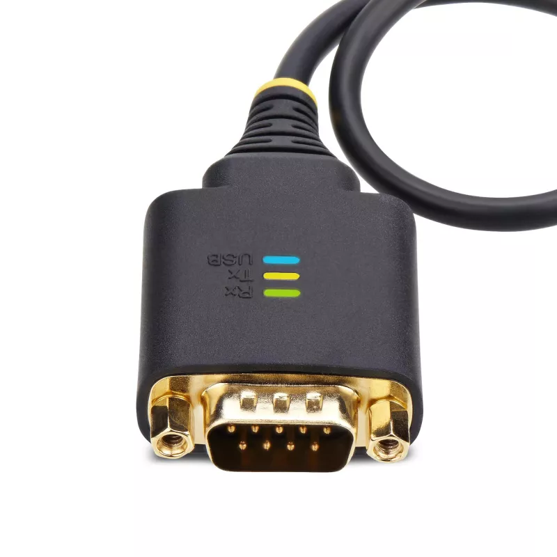 StarTech.com 1ft (30cm) USB-naar-serieel adapterkabel, COM-retention, verwisselbare moeren/schroeven, USB-A naar DB9 RS232, FTDI IC, ESD-bescherming, Windows/macOS/Linux