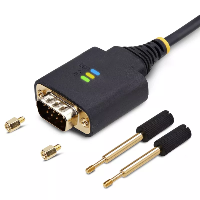 StarTech.com 1ft (30cm) USB-naar-serieel adapterkabel, COM-retention, verwisselbare moeren/schroeven, USB-A naar DB9 RS232, FTDI IC, ESD-bescherming, Windows/macOS/Linux