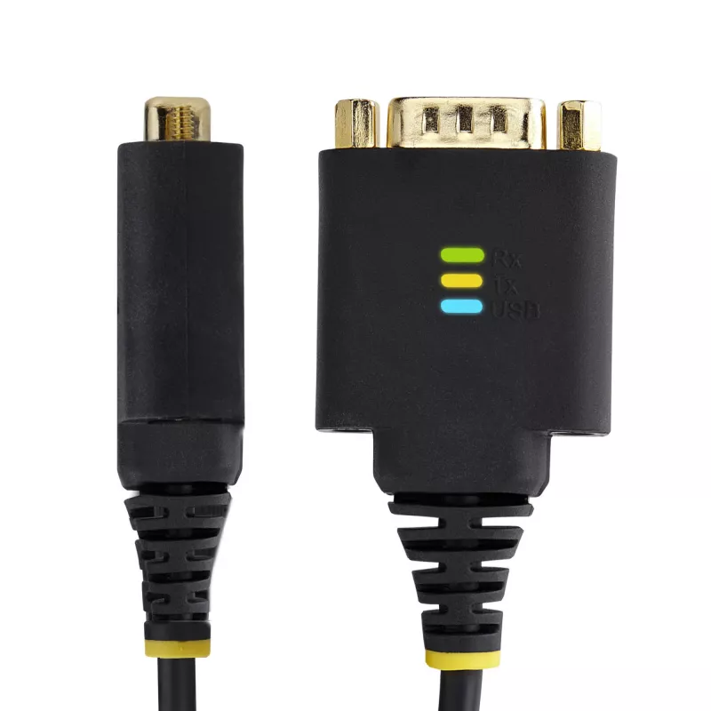 StarTech.com 1ft (30cm) USB-naar-serieel adapterkabel, COM-retention, verwisselbare moeren/schroeven, USB-A naar DB9 RS232, FTDI IC, ESD-bescherming, Windows/macOS/Linux