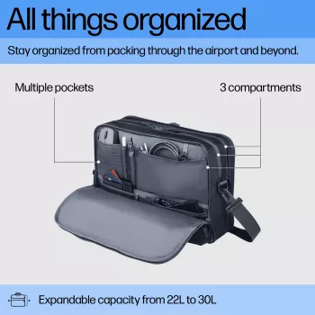 Laptoptas HP Travel Plus 22L 16 inch aktetas monochroom