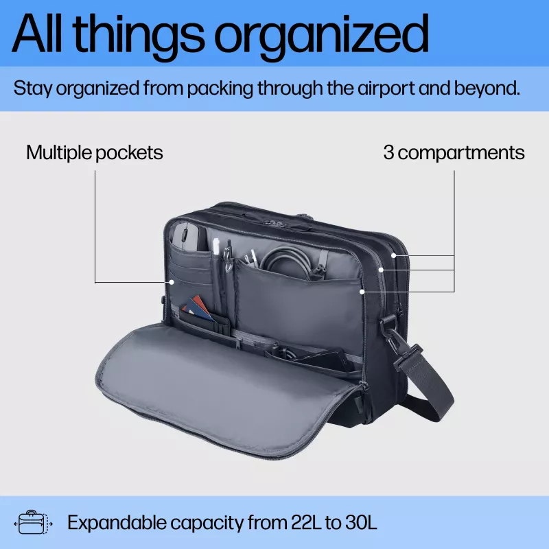 Laptoptas HP Travel Plus 22L 16 inch aktetas monochroom