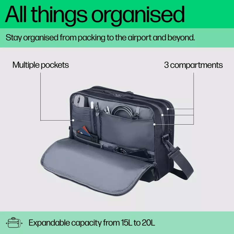 Laptoptas HP Travel Plus 15 l 14 inch aktetas 820 g monochroom