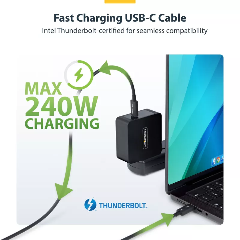 StarTech.com 1,5ft (50cm) Thunderbolt 5-kabel, 80Gbit/s/tot 120Gbit/s, 240W PD, 8K 60Hz, gecertificeerde Thunderbolt-kabel - compatibel met Thunderbolt 4/USB4/USB-C