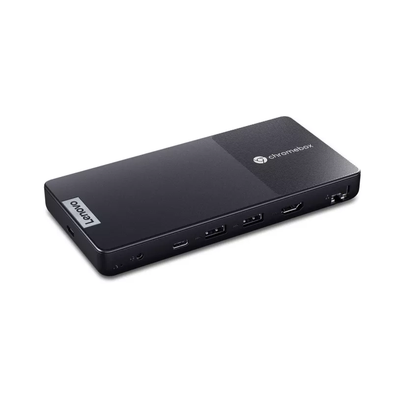 Mini-PC Lenovo Chromebox Micro — Intel Celeron N4500, 1,1–2,8 GHz, 8 GB LPDDR4x, 32 GB eMMC, ChromeOS, zwart