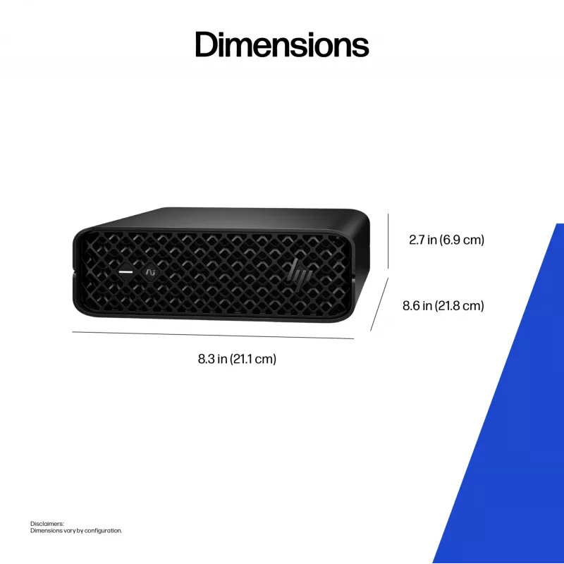 HP Z2 Mini G1i A40LQET AI-werkstation, Intel Core Ultra 9 285K, 64 GB RAM, 1 TB SSD, NVIDIA RTX 2000 Ada 16 GB, Wi-Fi 7, Windows 11 Pro