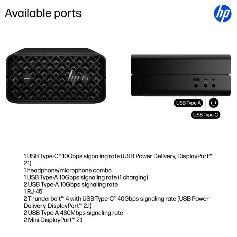 HP Z2 Mini G1a A40MYET mini-pc, AMD Ryzen AI Max+ PRO 395, 64GB LPDDR5X, 2TB SSD, Windows 11 Pro